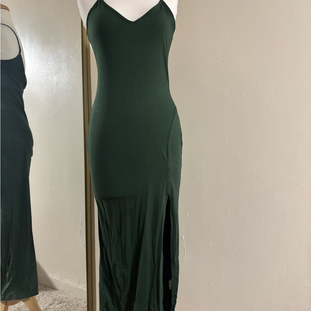 SHEIN Dark Green Maxi Dress with Slit